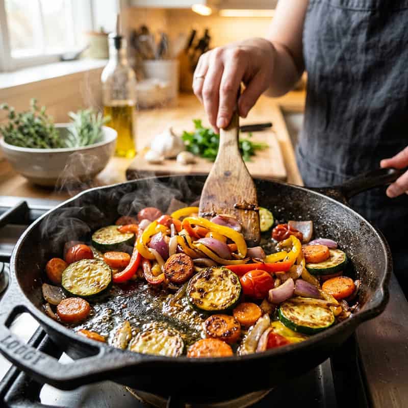 Herzhafter Gemüseauflauf mit Grüsch-Bechamel: Moritz Frey macht Soulfood neu
