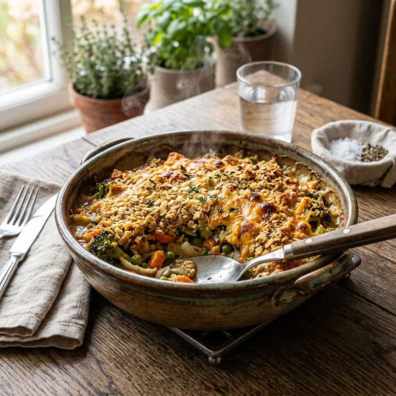 Herzhafter Gemüseauflauf mit Grüsch-Bechamel: Moritz Frey macht Soulfood neu
